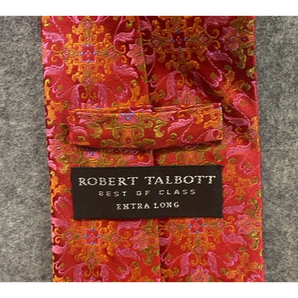 Robert Talbots Tie Mens Red Geometric Bold Best Class Holiday - Picture 3 of 10
